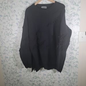 Aelfric Eden Black Distressed Crewneck Sweater